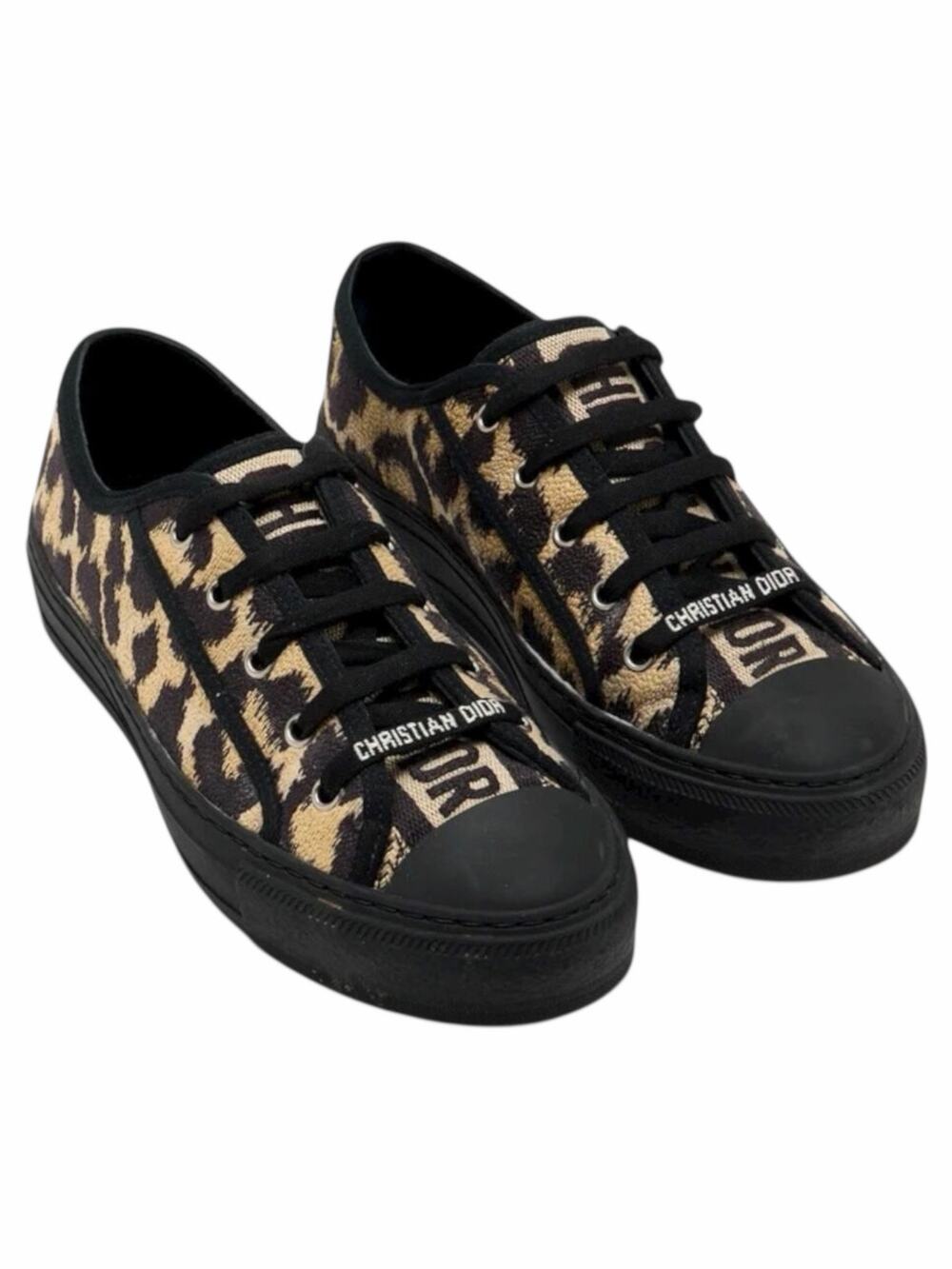 Christian Dior Walk'n'Dior Sneaker Dior Logo Leopard Print Brown Size 37